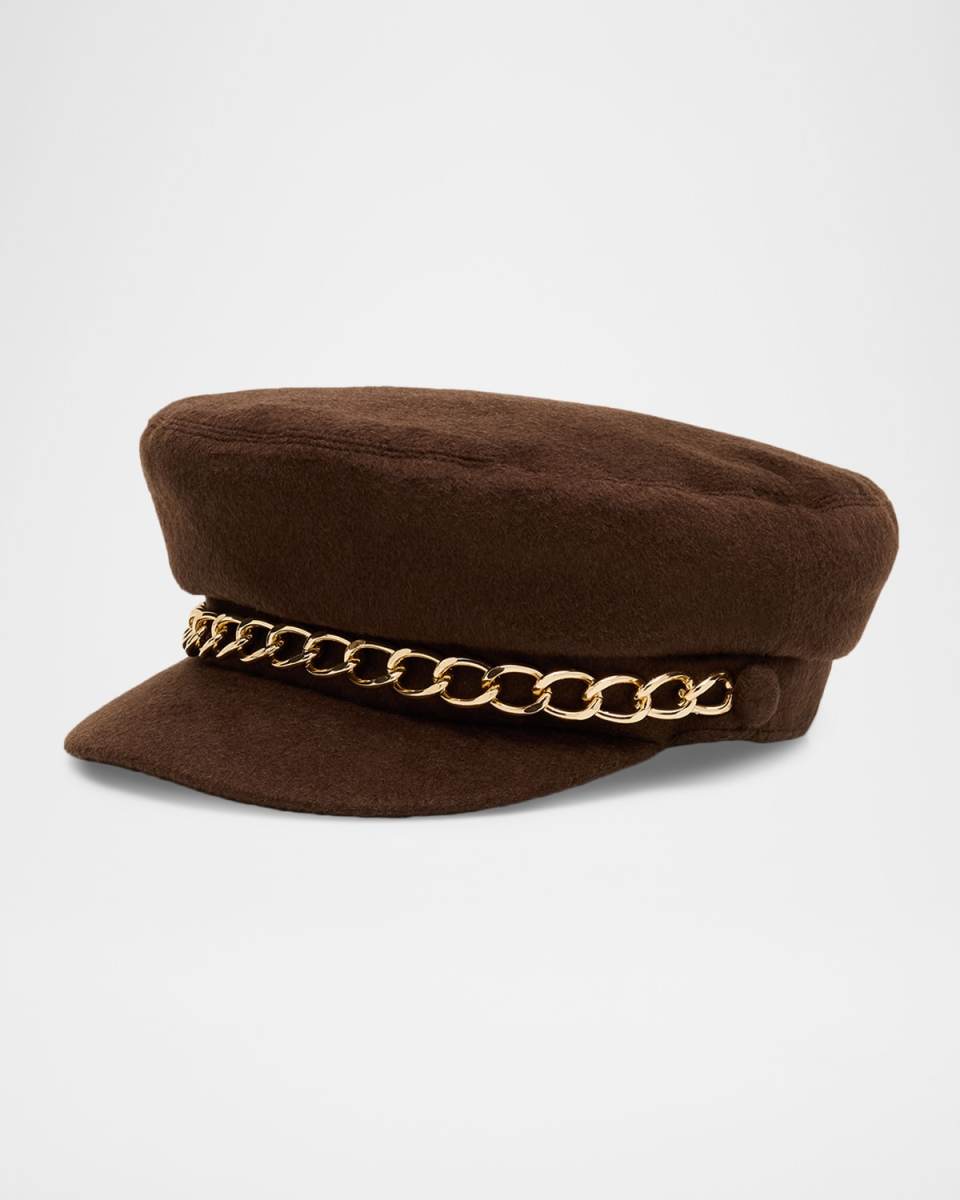 Marina Chain-Embellished Newsboy Cap